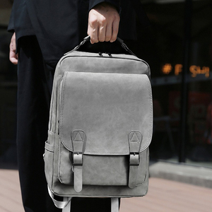 Classic PU Leather Travel Backpack Unisex Adjustable Strap Zipper Hasp Closure 20-35L Daily Use with <b>USB</b> <b>Charging</b> <b>Port</b> - Product Image 1