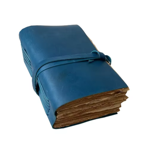 Diario de Cuero Suave Azul, Libro en Blanco con Encuadernación Vintage para Unisex, Agenda de 220 Páginas de Papel de Algodón Reciclado con Cierre de Tapa Marrón - Product Image 5