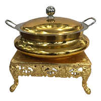 Plat à chafing en acier inoxydable martelé doré clair thermolaqué, aspect artisanal, tailles personnalisées, 6L, garde les aliments au chaud pour mariages