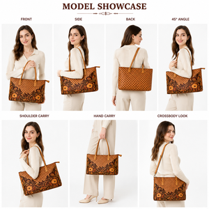 Sac fourre-tout en cuir de qualité supérieure, fait main, avec motif floral en relief, grande capacité, sac de voyage et de travail tendance - Product Image 2