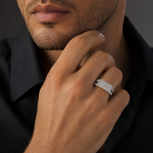 925 Sterling <b>Silver</b> Square Pave Moissanite Signet <b>Ring</b> <b>for</b> <b>Men</b> Modern Wedding Party Daily Wear Jewelry Gift - Product Image 1