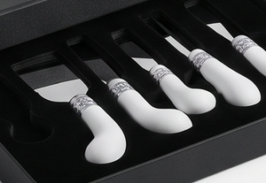 Elegant <b>Cheese</b> <b>Knife</b> <b>Set</b> With White Handles And Stainless Steel Blades Dishwasher Safe For Kitchen Use And Dining Use - Product Image 4