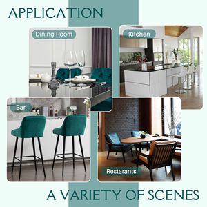 Stile di vita elegante moderno sgabelli da Bar in velluto sgabelli imbottiti con schienale di 2 sedie per cucina soggiorno - Product Image 6