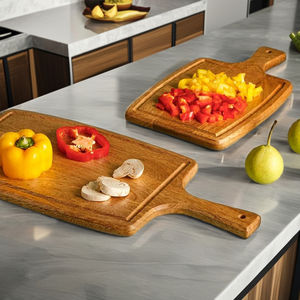 Planche à découper rectangulaire en bois 16,5x7,8 pouces 1,5 cm d'épaisseur Poignée antidérapante Passe au lave-vaisselle Écologique Durable - Product Image 5