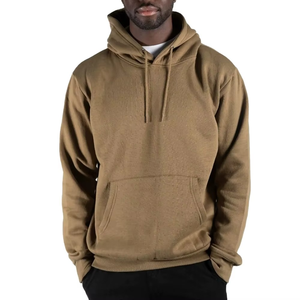 Sweat à capuche unisexe personnalisé avec logo, pull-over uni marron, style streetwear, fournisseur de marque privée, sweat à capuche en coton mélangé - Product Image 1