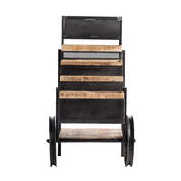 NOZTI EXPORTS Chariot de service industriel en métal et bois pour comptoir de food truck, buffet, table de présentation pour salle de sport, ferme, hôpital