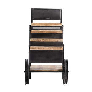 Chariot de service de marché Leeds en métal et bois, comptoir de food truck, chariot de buffet, table de présentation, design industriel antique - Product Image 4