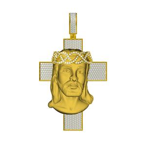 Colgante de Oro con Rostro de Jesús de la Sagrada Cruz, Diamante Natural Certificado por IGI, Oro Amarillo y Blanco de 10K, Joyería de Regalo Estilo Hip Hop, Amuleto Religioso para Hombre - Product Image 3