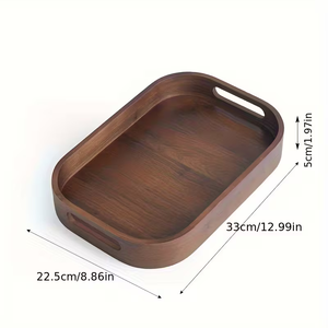 Elegant Wooden <b>Tray</b> 1pc With Handle Rectangular <b>Storage</b> <b>Tray</b> Household Snack Platters Fruit Kitchen Food Tea <b>Tray</b> - Product Image 5