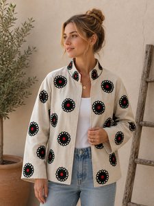 Chaqueta de Terciopelo Bordada para Mujer |   Chaqueta Floral Artesanal India |   Chaqueta de Terciopelo Hecha a Mano de Primera Calidad - Product Image 1