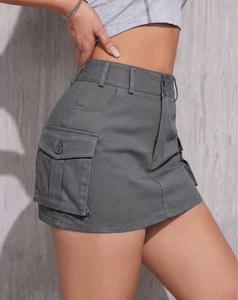Ribbed Knit Mini Skirt for Women High Waist Casual Stretch Skater Skirt Washable Anti Pilling Spring Fall - Product Image 2