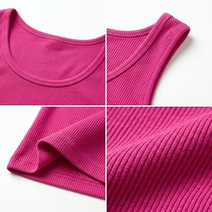 Ribbed Tank <b>Top</b> Sleeveless Scoop Neck Fitted Knit Streetwear Casual Style Custom OEM Wholesale Manufacturer - Product Image 5