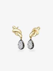 Pendientes de nudo con diamante cultivado en laboratorio de corte pera, solitario georgiano vintage, colgantes, de oro macizo de 14k y 18k, venta al por mayor del fabricante - Product Image 1