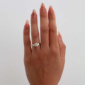 Brilliant Cut Zircon Diamond Trendy <b>Solitaire</b> Engagement <b>Ring</b> Half Bezel Set 925 Sterling <b>Silver</b> Wedding Anniversary Party Gift - Product Image 2