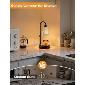 Lampada Scaldacandele Dimmerabile in Cristallo Nero con Timer, Altezza Regolabile, per Candele in Barattolo, Ideale per Compleanni - Product Image 4