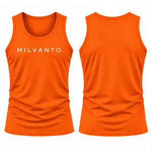 Camiseta sin mangas de algodón 100% para hombre, color naranja, personalizada, para gimnasio, entrenamiento, fitness, transpirable, que absorbe la humedad, sin mangas, ropa deportiva, jersey - Product Image 1