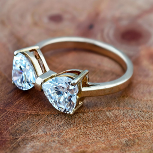 แหวนเพชรทรงหัวใจคู่ 2 กะรัต แหวนเพชรทองคำขาว 14k - Product Image 5