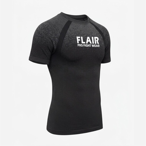 Flair <b>Men's</b> <b>Black</b> Raglan Sleeve Compression <b>Shirt</b> Quick Dry <b>Slim</b> <b>Fit</b> Sporty O-Neck Base Layer - Product Image 4
