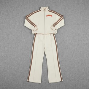 Sweat à capuche et pantalon de survêtement décontracté 100% Coton molletonné, brodé sur mesure, uni, avec ceinture, fermeture éclair, coupe ample, grammage lourd, OEM ODM - Product Image 1