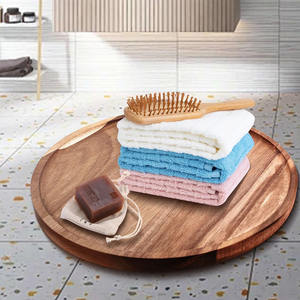 Plateau et plateau en bois d'acacia vintage de forme ronde pour servir le petit déjeuner café ou collations centre de table ou décor à la maison élégant - Product Image 6