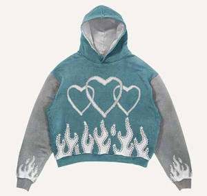 Sudadera con Capucha Estampada Fight For The Glory para Hombre, Estilo Urbano Oversize, Algodón Negro French Terry, Manga Regular, Ropa de Otoño - Product Image 4