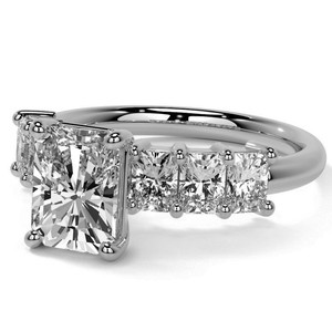 Radiant Cut Moissanite <b>Ring</b> 925 Sterling <b>Silver</b> White Gold Plated <b>Solitaire</b> Engagement <b>Ring</b> Bridal Wedding Promise <b>Ring</b> - Product Image 4