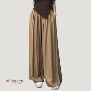 Pantalon décontracté d'été pour femme, respirant, à jambes larges, avec nœud et perles, taille élastique, personnalisable - Product Image 1