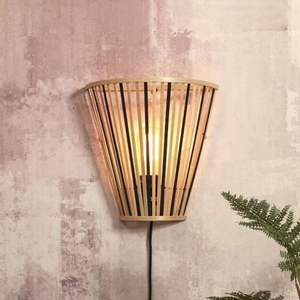 Pantalla de lámpara de pared de bambú diseñada como jaula decorativa de bambú para iluminación de pared sin fuente de luz incluida - Product Image 4