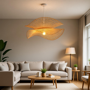 Lámpara Colgante de Mimbre de Fibra Natural Estilo Bohemio para Jardín, Pantalla de Mimbre para Iluminación de Terraza, Porche o Casa de Verano - Product Image 2