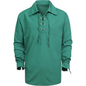 Traje Escocés Highland Kilt, Camisa Jacobita Ghillie de Manga Larga con Cordones, Disfraz de Pirata, Fabricante al por Mayor - Product Image 1