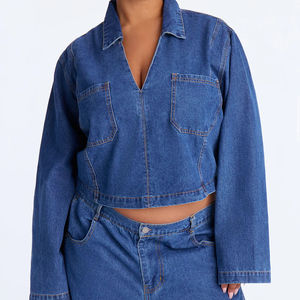 Conjuntos de dos piezas de mezclilla casuales a la moda para mujer, chaqueta de mezclilla y pantalones sin mangas, traje de mezclilla ajustado de verano para venta en línea - Product Image 6