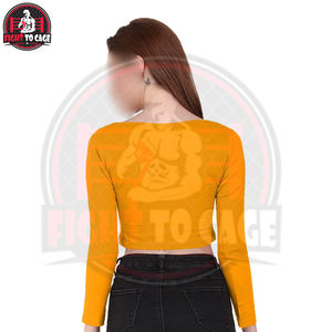 Womens Seamless Long Sleeve <b>Crop</b> <b>Top</b> High-Elasticity Yoga Workout Tee Mustard <b>Yellow</b> Regular Fit Breathable Eco-Friendly - Product Image 4