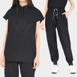 Unisex Lightweight Denim Woven Two-Piece Spandex/Polyester Nurse Uniform Summer Short Sleeve Needle Detection Hospital <b>Scrub</b> <b>Set</b> - Product Image 3