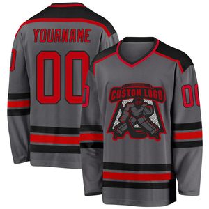 Maillot de hockey sur glace personnalisé pour homme, noir, violet, turquoise, col en V, manches longues, impression sublimée, polyester respirant, vêtements pour adultes - Product Image 3