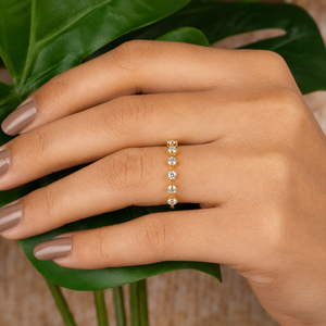 Bague de mariage pour femme en or jaune plaqué 14 carats avec moissanite, demi-alliance classique, bague de fiançailles avec diamant taille brillant rond - Product Image 5