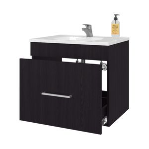 Mobile Bagno Sospeso Wengue con Un Cassetto e Lavabo Serie Elegant Story - Product Image 6
