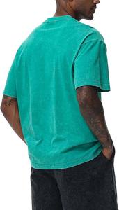 เสื้อยืดโอเวอร์ไซส์สีเขียวฟอกกรด ขายส่ง ผ้าคอตตอนหนา รับผลิตตามแบบ OEM พร้อมสกรีนโลโก้ เสื้อผ้าสตรีทแวร์ผู้ชาย - Product Image 2