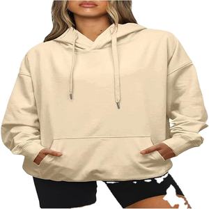 เสื้อสวมหัวผ้าฝ้ายขนแกะสีล้วนสำหรับผู้หญิงมีสไตล์บริการ OEM ราคาถูก - Product Image 4