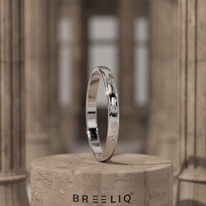 แหวนแต่งงานเพชรแบบมินิมอล ประดับเพชรทรงกลม วงแหวนทองบางเฉียบ แหวนเจ้าสาวสุดหรู แหวนครบรอบที่ละเอียดอ่อน - Product Image 1