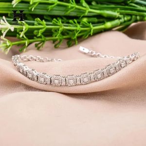 Elegant Cluster Link <b>Bracelet</b>, Sparkling Square-Shaped Pave CZ Chain for Women, Premium Party Wear Jewelry - Product Image 5
