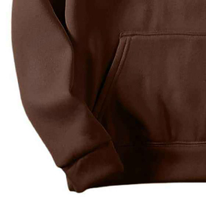 Sweat-shirt à capuche marron uni pour homme, coupe classique, en molleton français, décontracté, pour l'automne, avec poche avant - Product Image 5
