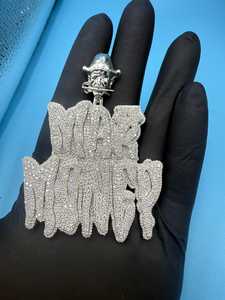 จี้เพชรโมอิสซาไนต์ทรง 3 มิติ เงินแท้ 925 ประดับอักษรย่อแบบกำหนดเอง สไตล์ฮิปฮอป สำหรับทุกเพศ - Product Image 2