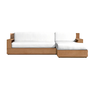 Modern Outdoor <b>U</b>-Shaped Sectional Sofa Furniture Solid Teak Wood Frame Upholstered Soft Cushions All-Weathered Hotel Use - Product Image 5