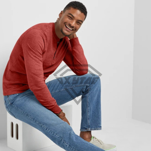 Camiseta Henley de Manga Larga Personalizada para Hombre, Mezcla de Algodón, Tejido Slub, Color Rojo Jaspeado, con Botones, Fabricante de Ropa Oxytag - Product Image 4