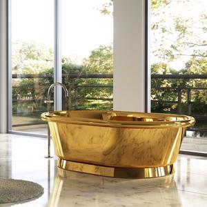 Baignoire autoportante en cuivre massif artisanale de luxe pour hôtel, villa, design d'intérieur de salle de bain moderne - Product Image 2