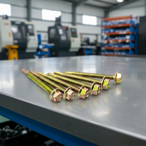 Vis PDC à tête hexagonale autoperceuse en acier au carbone classe 8, galvanisée au zinc et au phosphate, filetage standard, en pouces - Product Image 1
