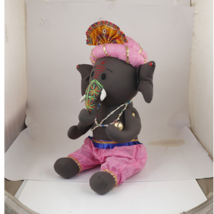 Peluche Ganesh noire artisanale, poupée en peluche douce, cadeau spirituel indien pour la décoration de la maison, vente en gros B2B - Product Image 3