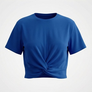 Ropa de Mujer, Tops Cortos Personalizados, Camisetas de Algodón, Ropa Deportiva para Yoga y Fitness, Ropa Casual Moderna para Damas, Camiseta con Color Personalizado - Product Image 1