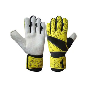 Gants de gardien de but de football jaunes et noirs, à doigts entiers, antidérapants, respirants, en cuir, unisexes, avec fermeture auto-agrippante - Product Image 6