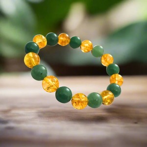 Bracelet Citrine & Aventurine Verte 10mm |   Bracelet en pierres précieuses naturelles pour la richesse et la prospérité - Product Image 1